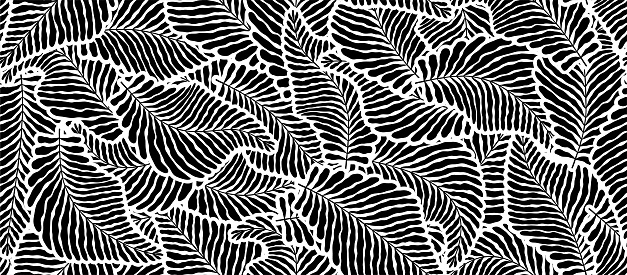 palm leaves seamless pattern.