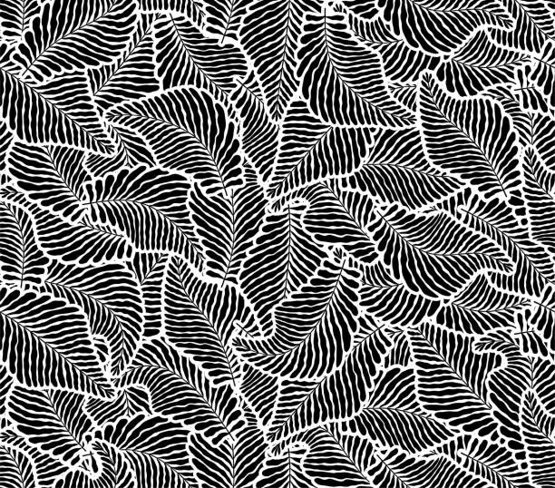 Vector illustration of palm leaves seamless pattern.