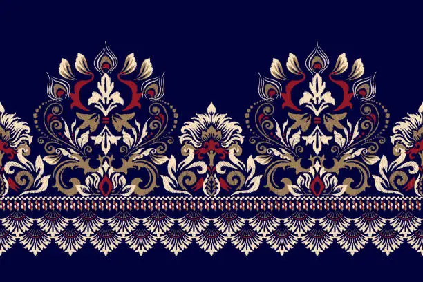 Vector illustration of Damask Ikat floral pattern vector illustration