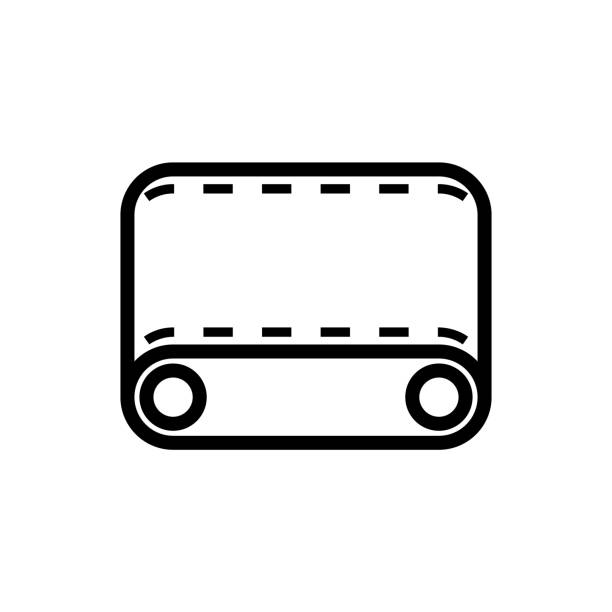 ilustrações, clipart, desenhos animados e ícones de ícone de correia transportadora linear simples. fábrica e logística usando a ideia de ícone de correia transportadora no fundo branco. - sorter