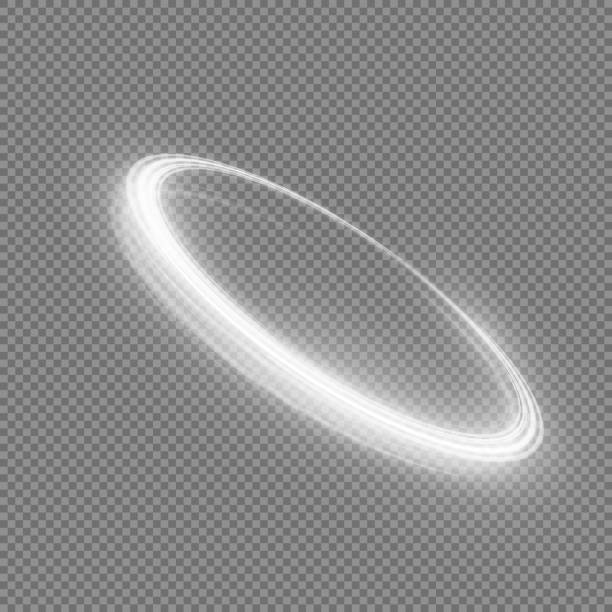 abstract neon glowing ring. a bright trail of luminous rays swirling in a fast spiral motion. light golden swirl. vector - halo stock illustrations