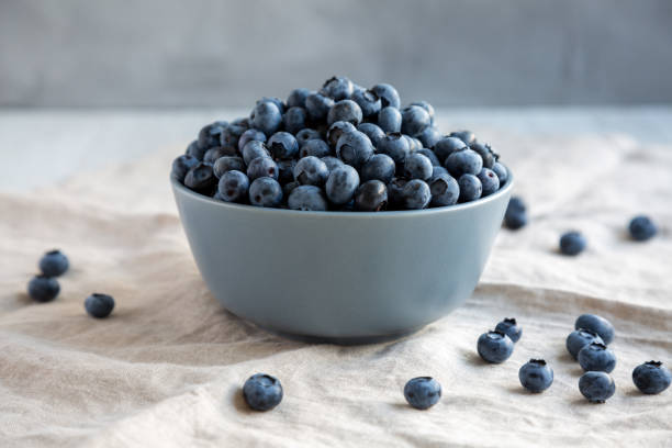 istock Raw Organic Blueberries in a Bowl, side view. 1947472216
