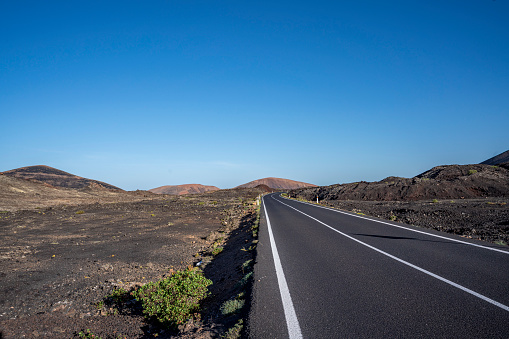 A long way to earth of fire in Lanzarote island