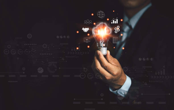 istock Businessman holding creative light bulb hand with global internet connection icon in plan strategy, business connection technology and digital marketing, internet connection finance and banking 1947487547