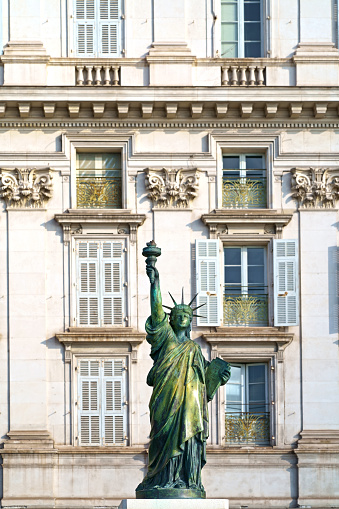 Small replica of the Statue of Liberty on Promenade des Anglais in Nice, France.