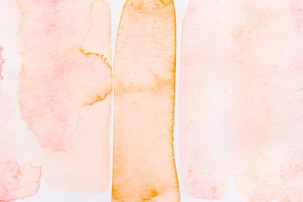 Abstract background, watercolor paint stains on white paper, brown ink