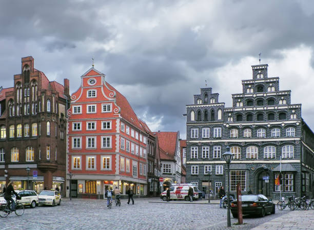 Street with historical houses in Luneburg city center, Germany