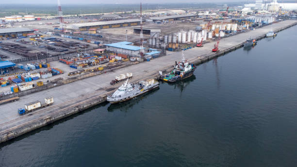 istock Seaport, Vessels and container in africa 1947555410