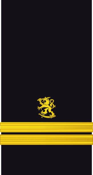 ilustrações de stock, clip art, desenhos animados e ícones de shoulder sleeve military officer insignia of the finland navy luutnantti (lieutenant, junior grade) - solider major army saluting