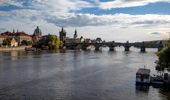 Medieval bridge dates back to 15th century in Prague, Czech Republic