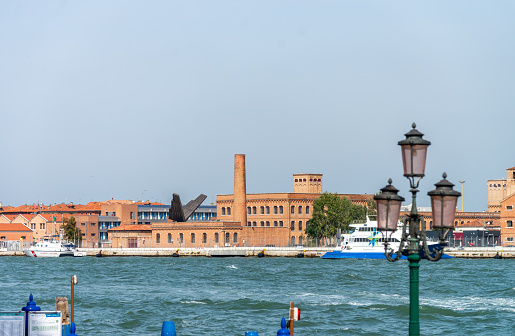 View of the Canale della Giudecca and the water front buildings at Venice, Italy.