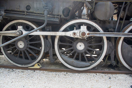 Close up of train wheels