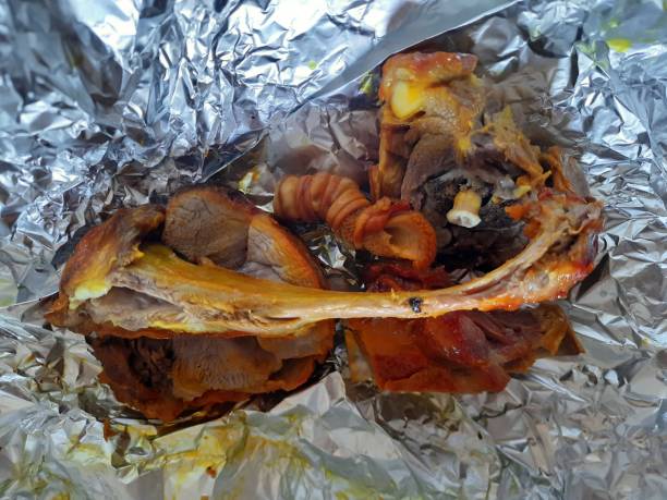 Lamb meat cooked in the traditional Saudi way with spices. close up view