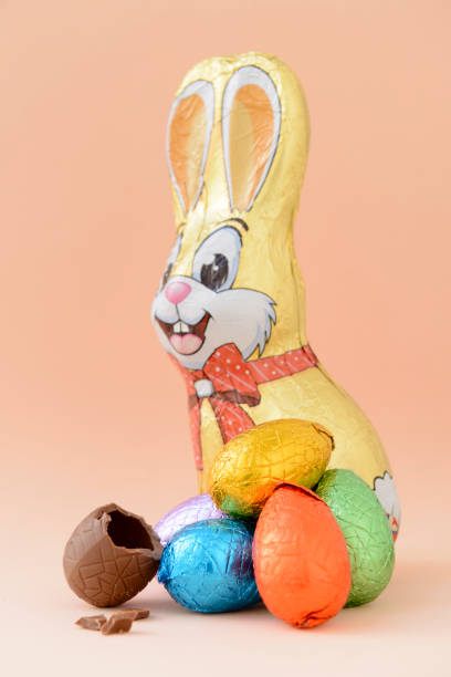 istock Still life with chocolate Easter eggs and a chocolate bunny. 1947715891