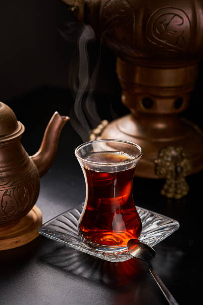 istock Turkish tea cup with copper utensils and teapot 1947775383