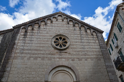 a church with a characteristic rosette in Kotor