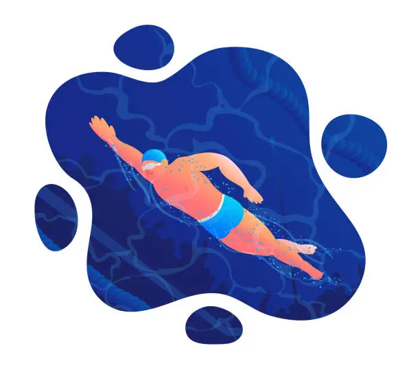 Vector illustration of Pool Swimmer, Directly Below