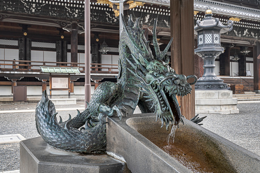 Kyoto, Japan – June 12, 2023: Big dragon in Higashi Honganji temple.