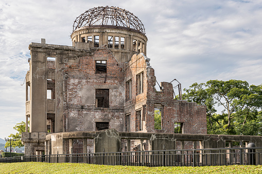 Hiroshima, Japan - June 04, 2023: Ruins of the Atomic Bomb Dome in Hiroshima, Japan.