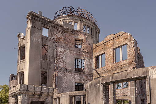 Hiroshima, Japan - June 02, 2023: Ruins of the Atomic Bomb Dome in Hiroshima, Japan.