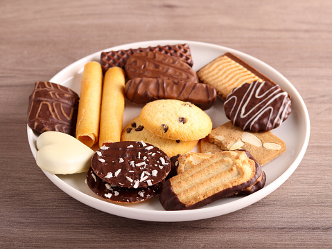 Mix of different cookies on plate