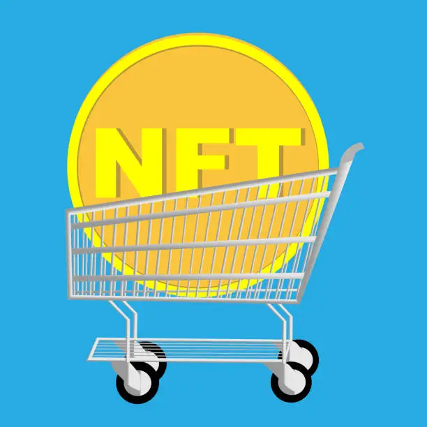 Vector illustration of Shopping NFT marketplace
