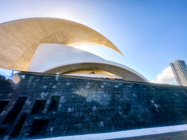 Auditorio de Tenerife "Adán Martín" designed by Santiago Calatrava on the island of Tenerife in Spain's Canary Islands Tenerife, Spain - December 25, 2023: Auditorio de Tenerife "Adán Martín" designed by Santiago Calatrava on the island of Tenerife in Spain's Canary Islands observatory tenerife canary islands el teide national park stock pictures, royalty-free photos & images