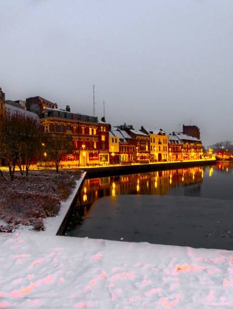 istock Quai du Wault tower under the snow in Lille 1948062420