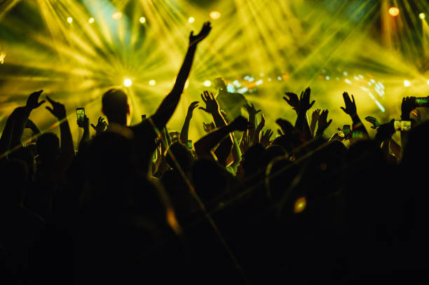 istock Crowd is dancing and having fun at concert while performer is singing on stage. 1948062959