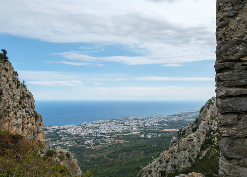 Aerial of the city of Kyrenia in Northern Cyprus.