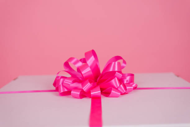 Wrapping paper with yellow ribbons textured background horizontal shot