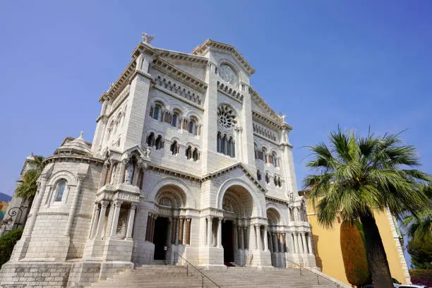 Photo of MONACO-VILLE, MONACO - JUNE 18, 2022: Facade of the Cathedral of Our Lady of the Immaculate Conception, Monaco