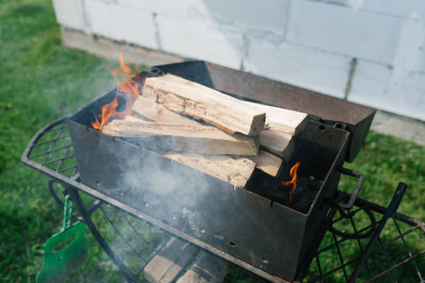 istock Firewood burns on a barbecue grill 1948130877