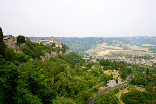 Beautiful panoramic view of forest, hills and valleys near Orvieto, Umbria, Italy