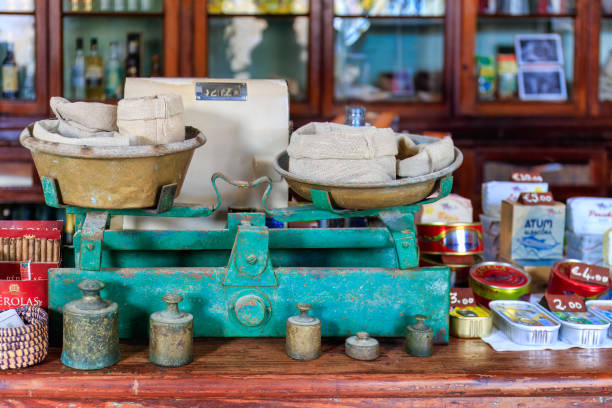 Boa Vista, Kape Verde- March 22, 2018: Local store in Sal Rei balances tradition with colonial goods and old-world charm.