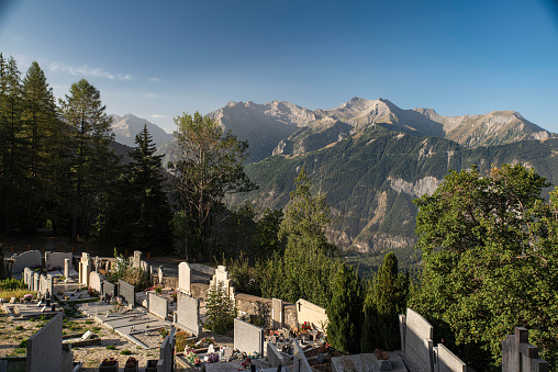 Huez Cemetery in the Alps, France