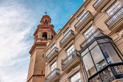 Iconic Spanish architecture and sights on the streets of Valencia, Spain