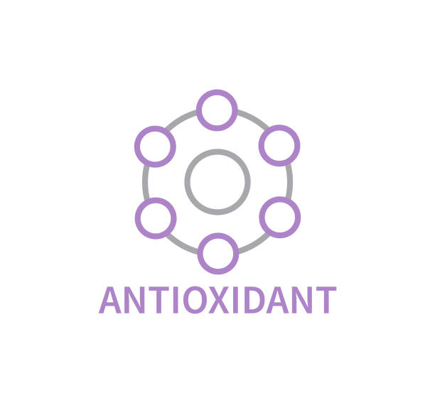 항산화 화장품 스킨 케어 및 영양 벡터 라인 아이콘 - antioxidant stock illustrations