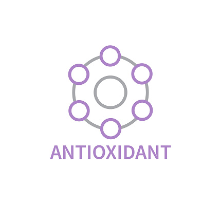 Antioxidant Cosmetics Skincare and Nutrition Vector Line Icon