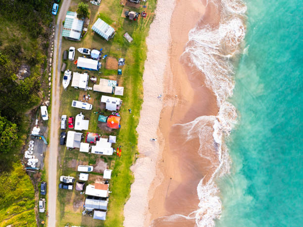istock Aerial view of Campground along the beach. 1948463768