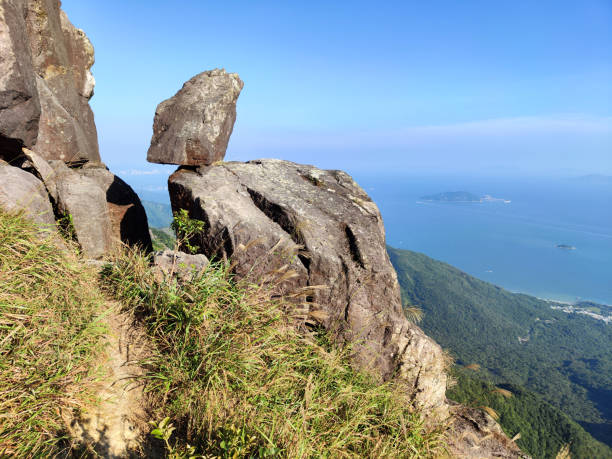 The bird rock on Lantau peak, the second tallest mountain in Hong Kong, with a height of 934 metres.
