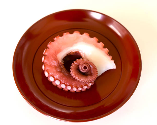 boiled octopus on a plate.