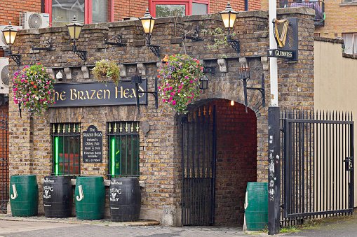 Dublin, Ireland - August 18, 2023: entrance to the Brazen Head - the oldest pub in Dublin (Ireland).