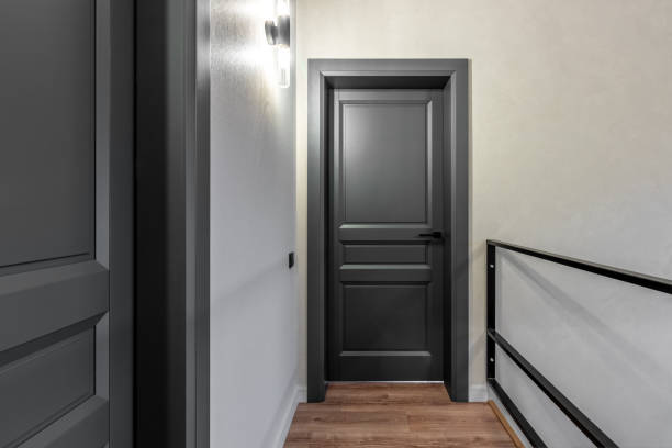 istock Black interior door in a new private house 1948617849