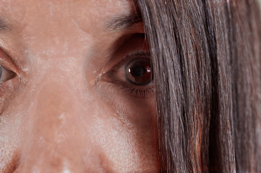 Close up of the eye of a senior aged woman
