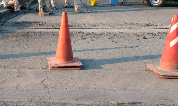 istock drill road equipment industry construction work machine tool technology concrete street repair heavy building engineering jackhammer road cone road work pavement safety project site job maintenance 1948706293