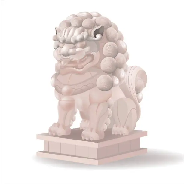 Vector illustration of China Lion Antique Statue Isolate Vector