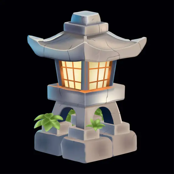 Vector illustration of Japan Antique Lantern Stone Traditional Vector