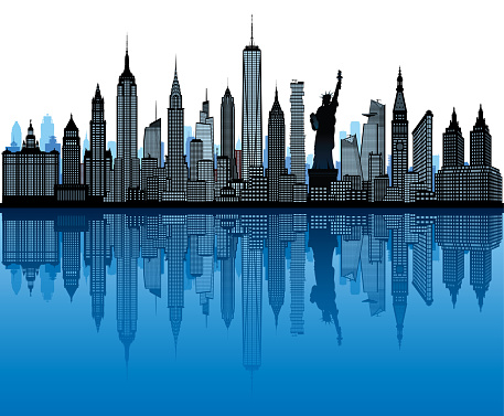 New York City skyline silhouette. All buildings are moveable and complete.