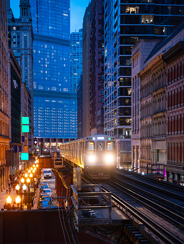 Chicago's Rail Transportation at night